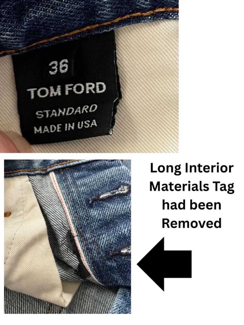 Tom Ford Men's Standard Fit Straight Selvedge Demin Jeans Sz 36 Made in USA